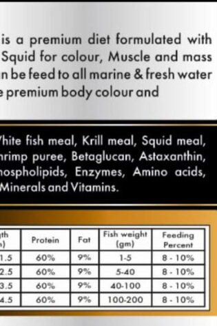 arterch gold fish food ingredients