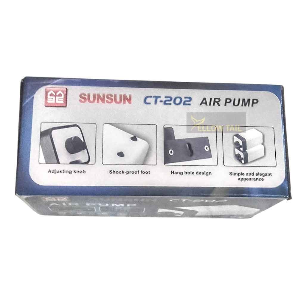 sunsun ct 202 air pump box side view showing functions and features