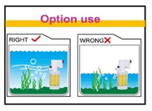 option to use RS electricals aquarium internal filter