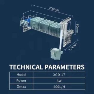 technical specifications of jeneca xgd 17 top filter 400lph 6w