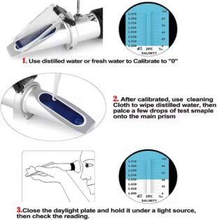 usage demo of salinity refractometer for marine aquarium testing