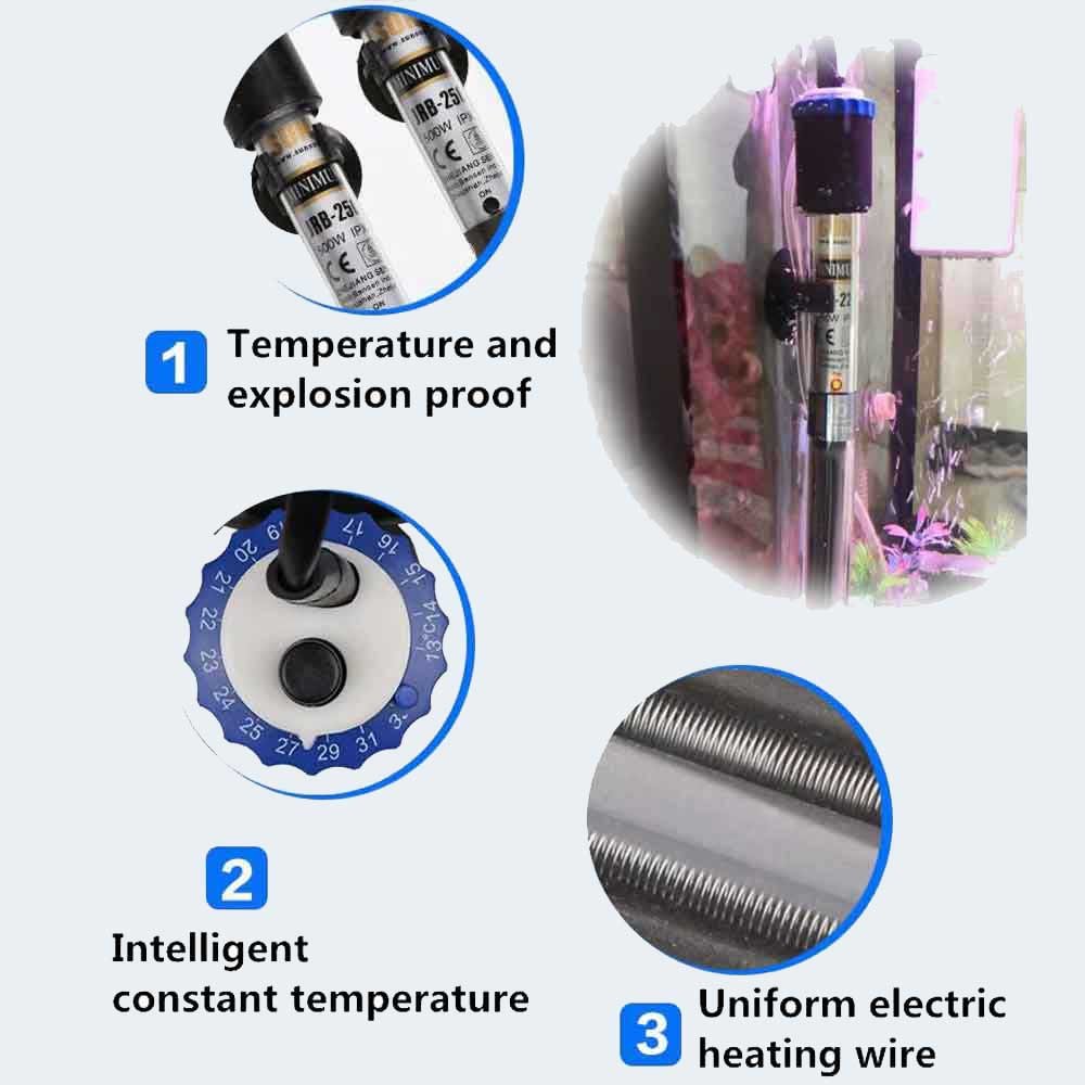 multifunction aquarium heater with auto temperature control and safety shutoff