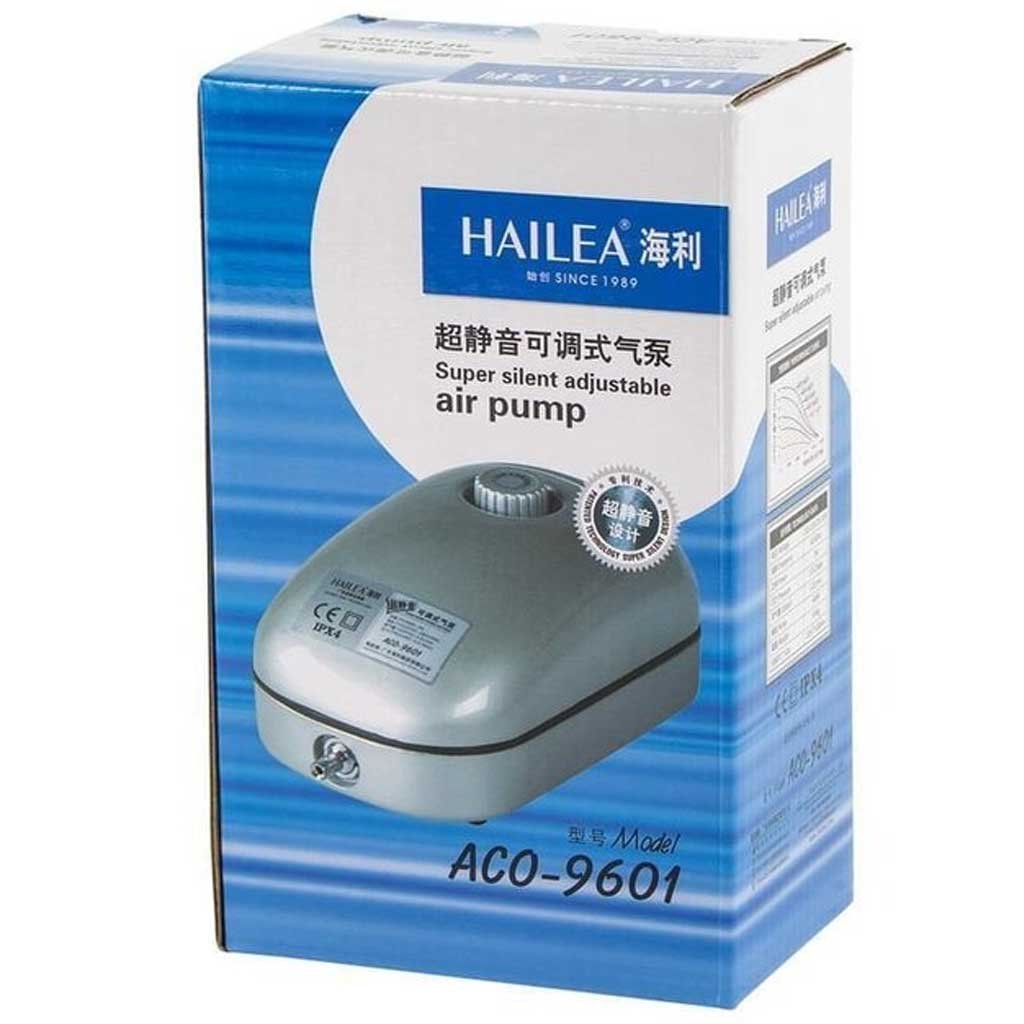 hailea aco 9601 air pump box packaging for aquarium fish tank and hydroponics