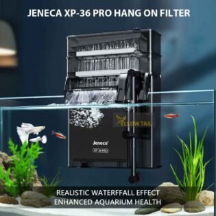 jeneca xp 36 pro hang on filter installed on aquarium with waterfall flow effect