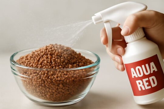 Mixing Aqua Red Fish Food Powder