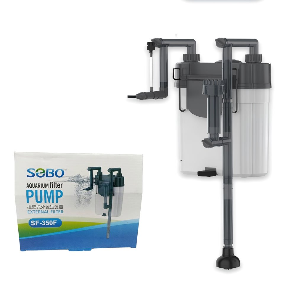 sobo sf-350f hang on canister filter with box for 1-2 ft aquarium, high performance, energy saving, low noise, durable design
