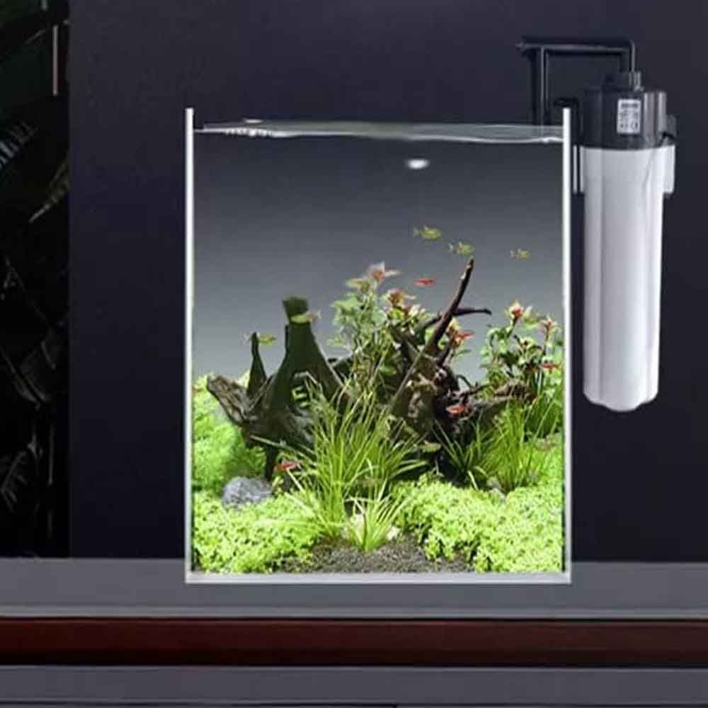 sobo sf-350f hang on canister filter installed on 1 ft aquarium, high performance, low noise, energy efficient, easy maintenance