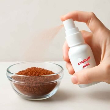 Spraying Carophyll Pink on Fish Food