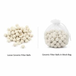 ceramic balls filter media beside ceramic balls in filter bag aquarium biological filtration