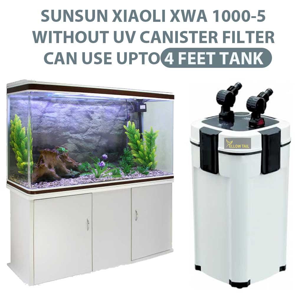 sunsun 1000-5 canister filter, external aquarium filter for 4 feet tank, 5 stage filtration, 1400 lph, 26w, freshwater marine planted large tank