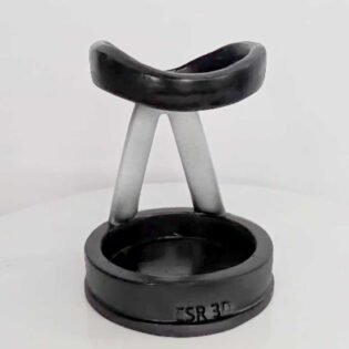 Rear view of lawyer collar pen holder on office desk, showing design and glossy black resin material, decorative desk organizer for lawyers, advocates, and law students
