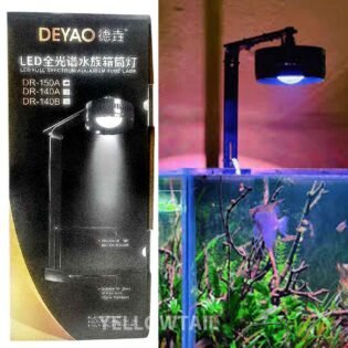 DEYAO WRGB full spectrum aquarium light with product box and app controlled LED installed on planted tank